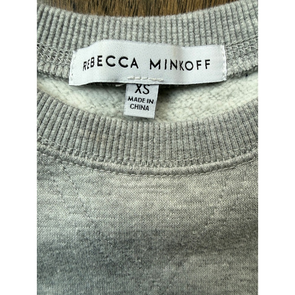 Rebecca Minkoff Janine Sweatshirt Women XS Gray EUC Puff Shoulder Long Sleeve - Picture 3 of 10